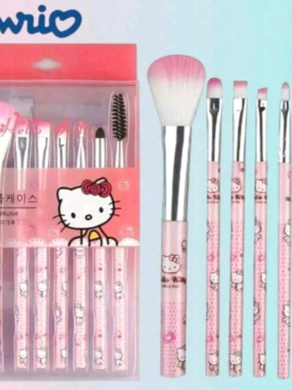 Hello Kitty Pink Makeup Brush Set Seven Brushes
